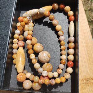 Jay King DTR mine finds Petrified Wood 925 Sterling Silver 34 inch necklace